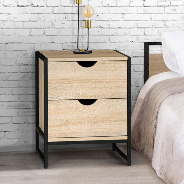 Comodini industriali in legno e metallo, 2 cassetti - DETROIT | ID Market