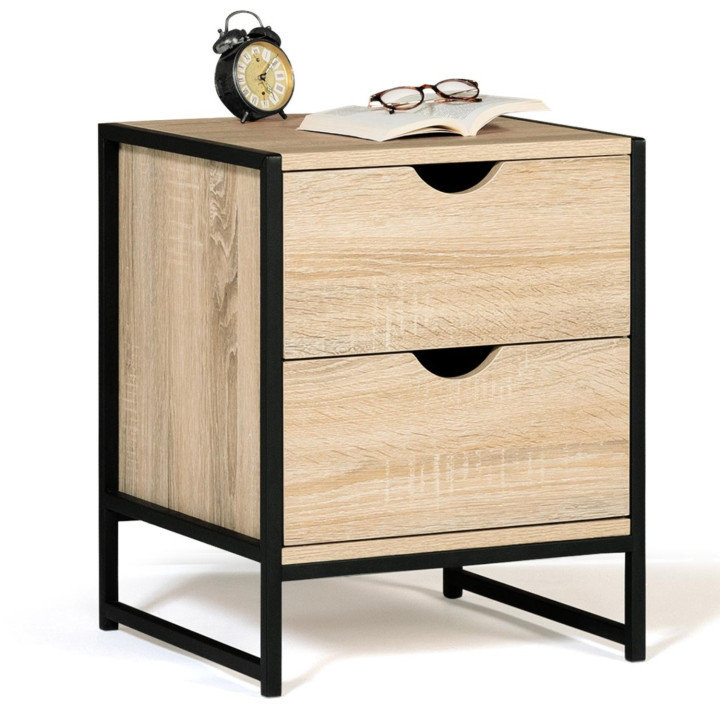 Comodini industriali in legno e metallo, 2 cassetti - DETROIT | ID Market