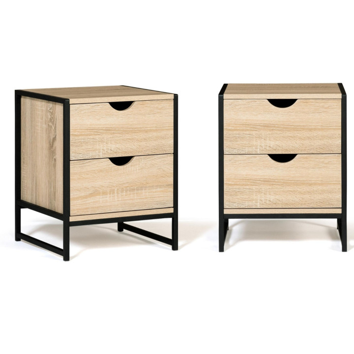 Comodini industriali in legno e metallo, 2 cassetti - DETROIT | ID Market