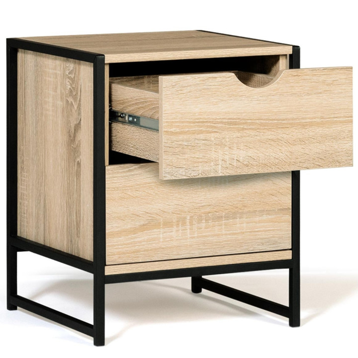 Comodini industriali in legno e metallo, 2 cassetti - DETROIT | ID Market