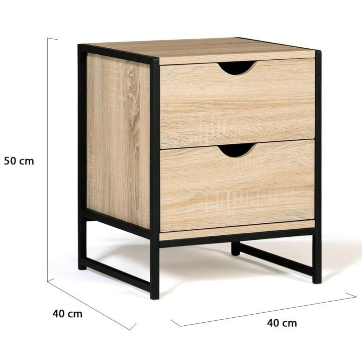 Comodini industriali in legno e metallo, 2 cassetti - DETROIT | ID Market