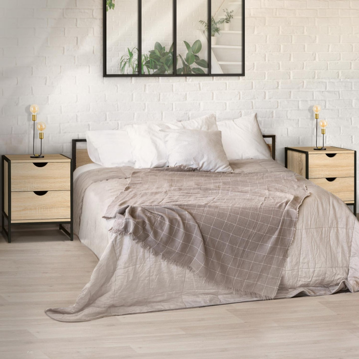 Comodini industriali in legno e metallo, 2 cassetti - DETROIT | ID Market