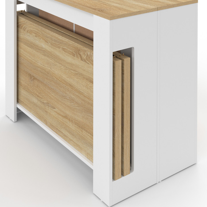 Tavolo buffet allungabile ORLANDO, 10 persone, 235 cm, legno bianco e impiallacciato faggio