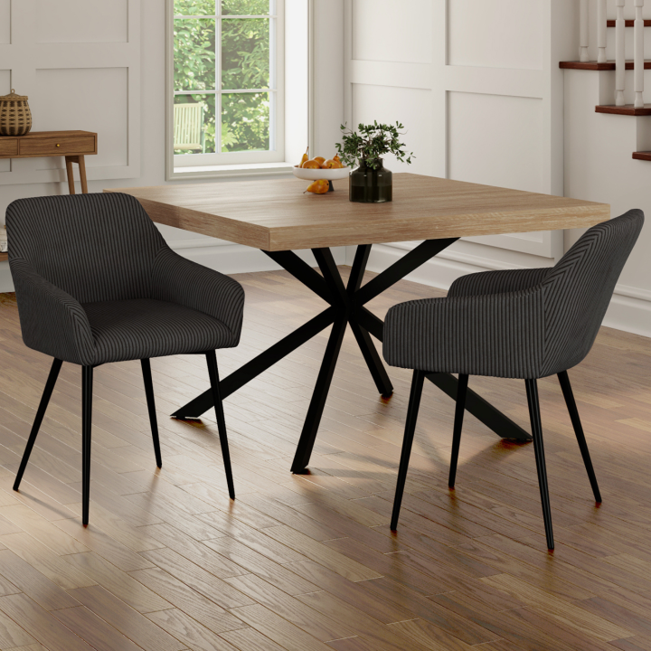 Set di 2 poltrone da tavolo in velluto a coste grigio - JANY | ID Market