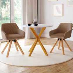 Set di 2 sedie da pranzo in velluto a coste color tortora - JANY | IdMarket