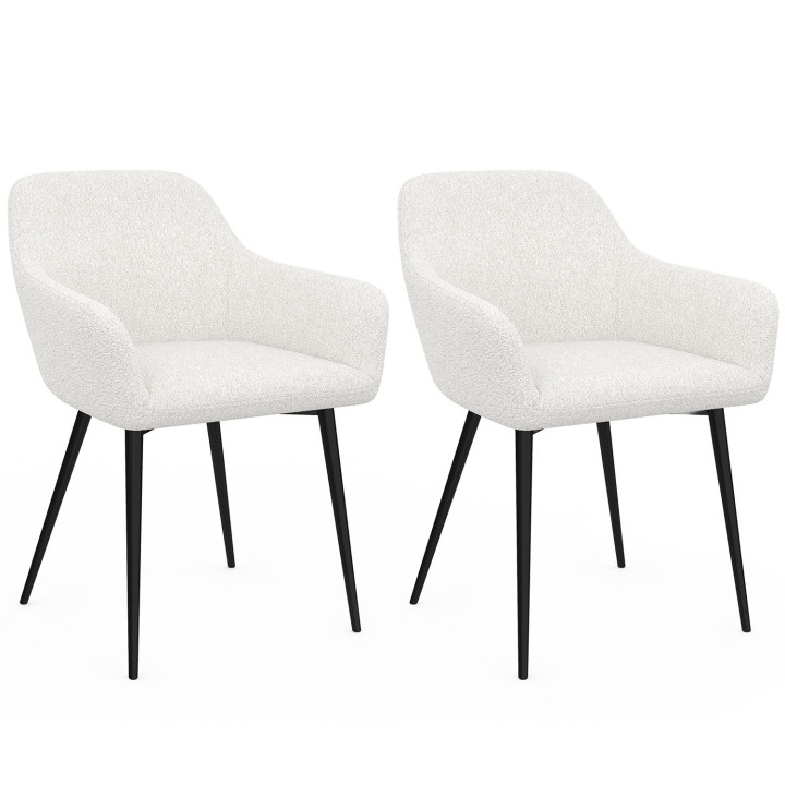 Set di 2 poltrone da tavolo bianche in tessuto bouclette - SHELIA | ID Market