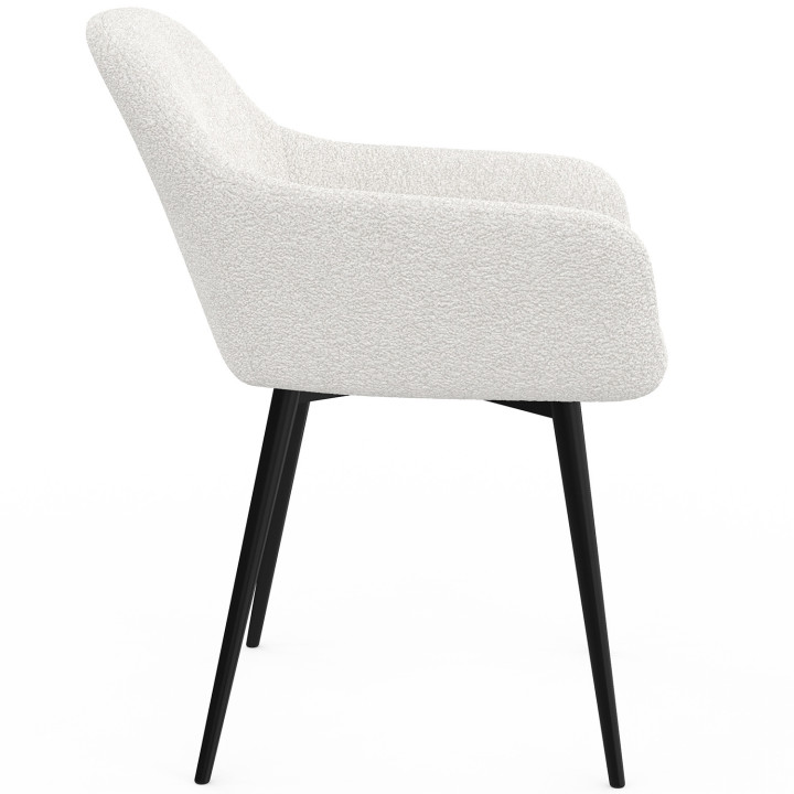 Set di 2 poltrone da tavolo bianche in tessuto bouclette - SHELIA | ID Market