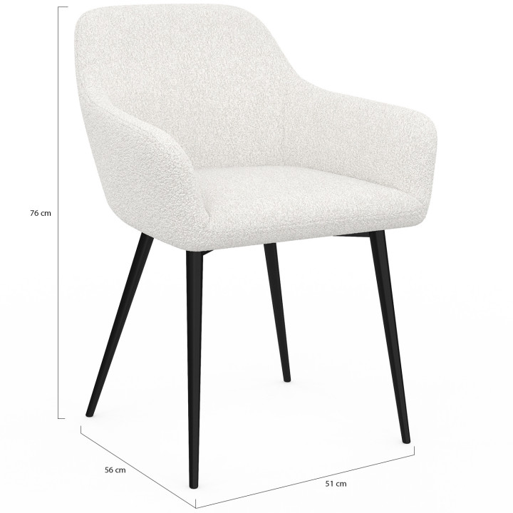Set di 2 poltrone da tavolo bianche in tessuto bouclette - SHELIA | ID Market