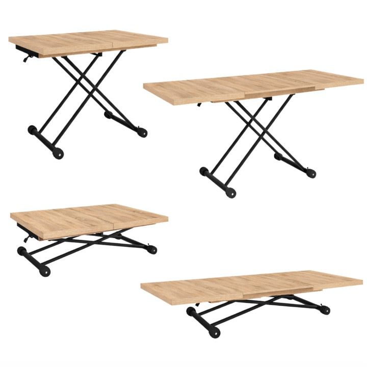 Tavolino rettangolare in legno e nero dal design industriale - ALTURA | IdMarket