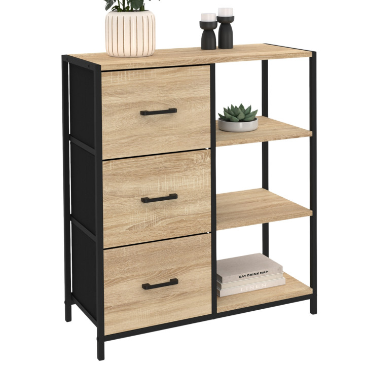 Credenza industriale con 3 cassetti e ripiani - UTAH | ID Market