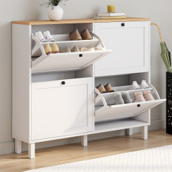 20 paia di scarpiere ACHILLE con 4 ante bianche e piano in legno