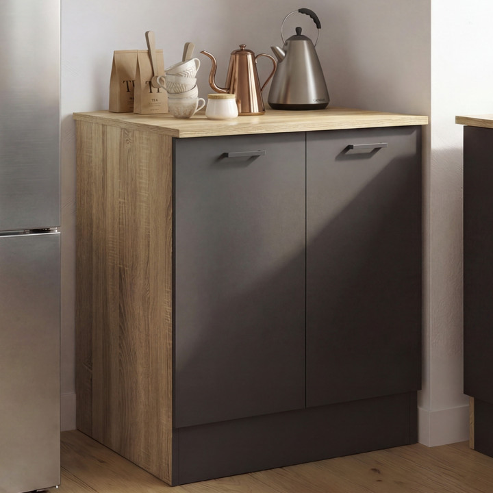 Base cucina 80 cm STIL Mobile a 2 ante in legno e nero