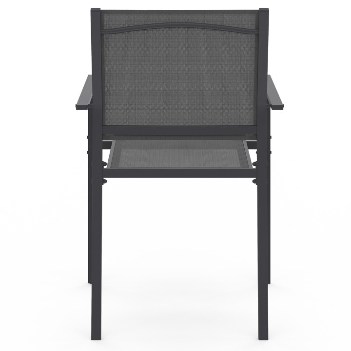 Sedie da giardino impilabili in metallo e textilene grigio antracite - OLBIA | ID Market