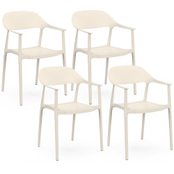 Set di 4 sedie da giardino impilabili in polipropilene SUZON beige
