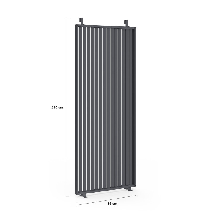 Pergola bioclimatica a lamelle orientabili in acciaio 3x4 M con tende verticali grigio antracite | IdMarket