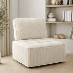Modulo divano e poltrona in velluto a coste beige | IdMarket