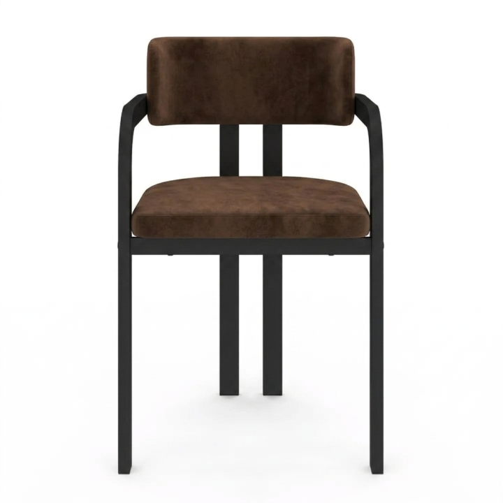 Set di 2 sedie da pranzo in metallo nero e velluto marrone - ESMA | IdMarket