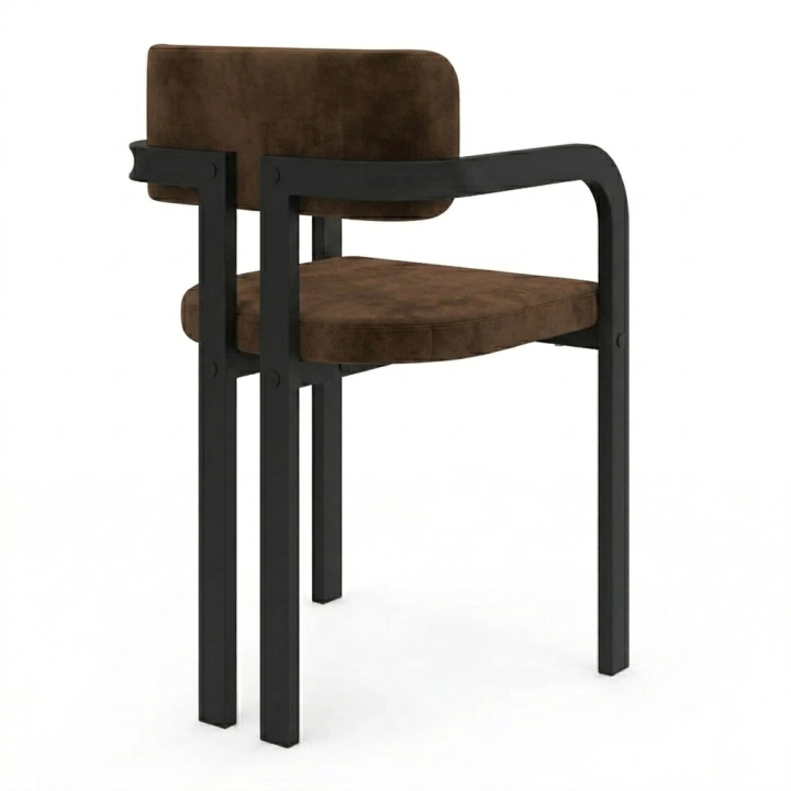 Set di 2 sedie da pranzo in metallo nero e velluto marrone - ESMA | IdMarket