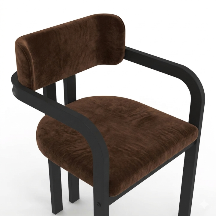 Set di 2 sedie da pranzo in metallo nero e velluto marrone - ESMA | IdMarket