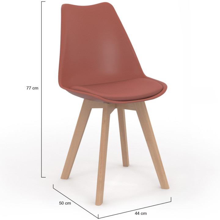 Set di 6 sedie scandinave in terracotta e beige - SARA | ID Market