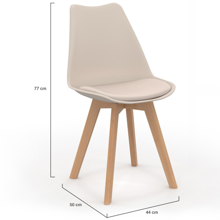 Set di 6 sedie da pranzo scandinave beige - SARA | ID Market