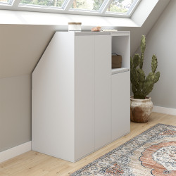 Armadio inclinato bianco a 3 ante con nicchia - TOMI | ID Market