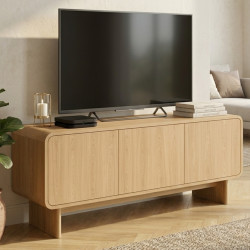 Porta TV 140 cm a 3 ante design arrotondato in faggio - CAPUCINE | IdMarket