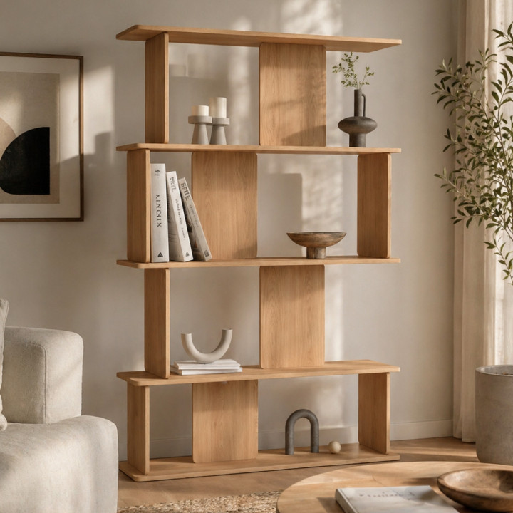 Scaffale asimmetrico a 4 livelli in faggio dal design arrotondato - CAPUCINE | IdMarket