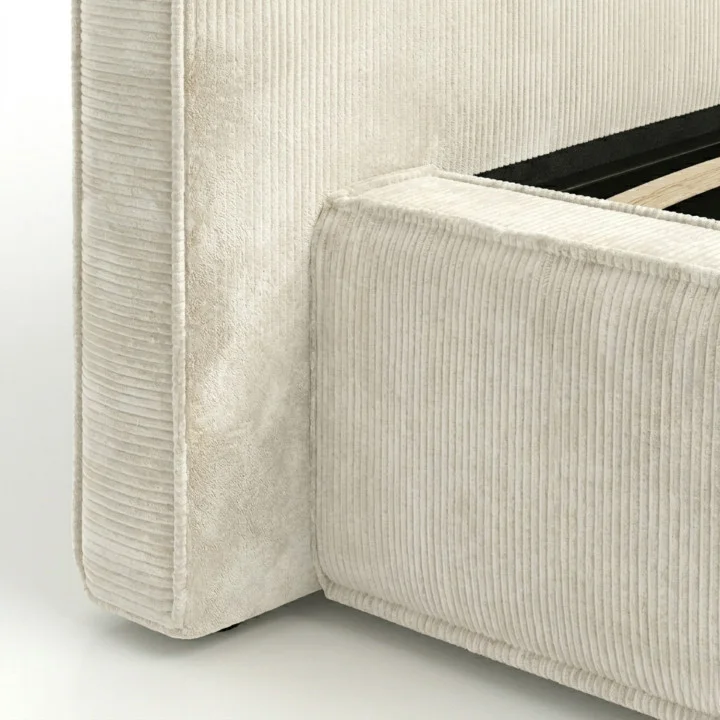 Letto matrimoniale con rete 140 x 190 cm in velluto a coste beige - JADE | IdMarket