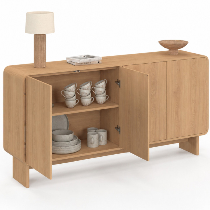 Buffet 160 cm XXL 4 ante design arrotondato faggio - CAPUCINE | IdMarket