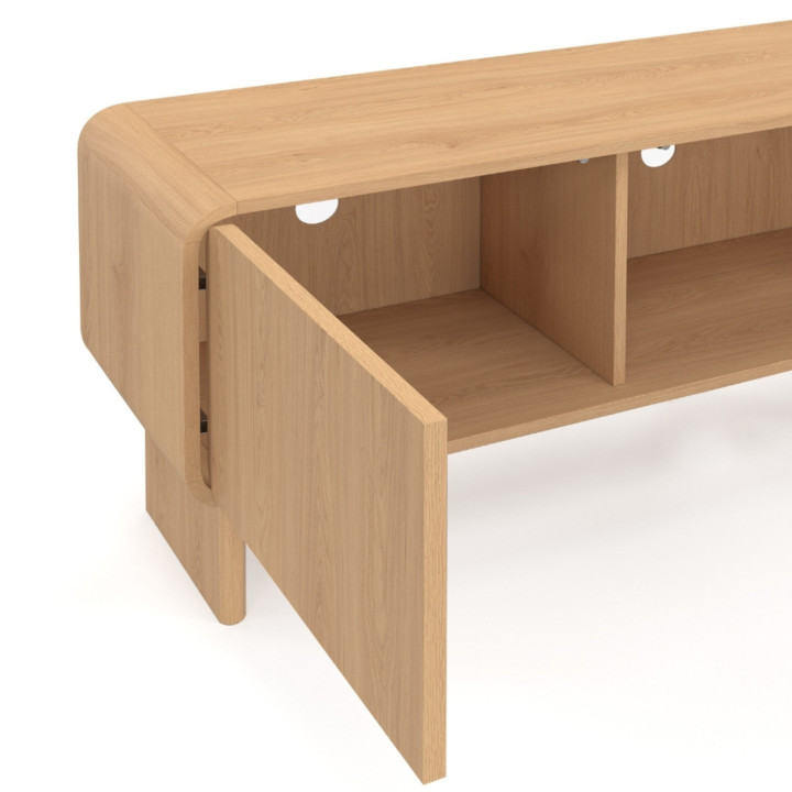 Porta TV 140 cm a 3 ante design arrotondato in faggio - CAPUCINE | IdMarket