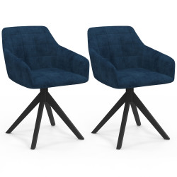 Set di 2 sedie da pranzo girevoli, poltrone da tavolo in velluto blu - MADY | IdMarket