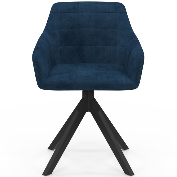 Set di 2 sedie da pranzo girevoli, poltrone da tavolo in velluto blu - MADY | IdMarket