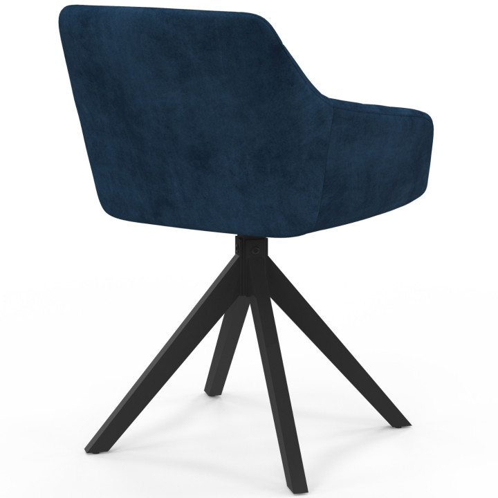 Set di 2 sedie da pranzo girevoli, poltrone da tavolo in velluto blu - MADY | IdMarket
