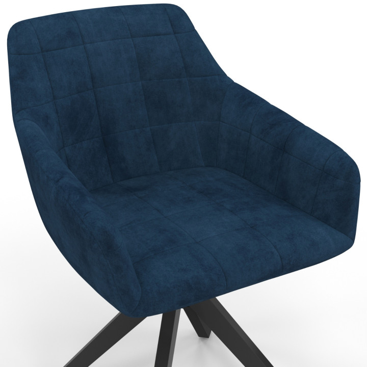 Set di 2 sedie da pranzo girevoli, poltrone da tavolo in velluto blu - MADY | IdMarket