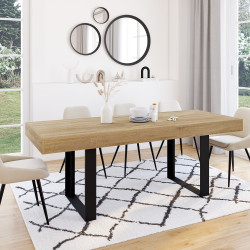 Tavolo da pranzo allungabile in legno e nero da 160 cm a 200 cm - PHOENIX | ID Market