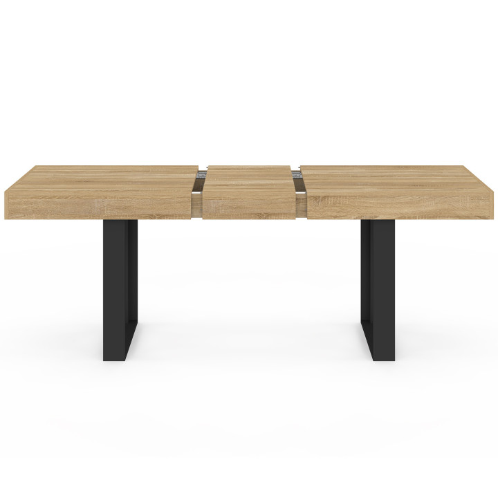 Tavolo da pranzo allungabile in legno e nero da 160 cm a 200 cm - PHOENIX | ID Market