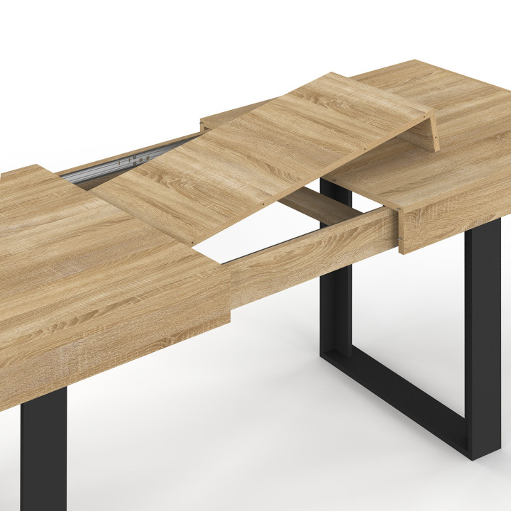 Tavolo da pranzo allungabile in legno e nero da 160 cm a 200 cm - PHOENIX | ID Market