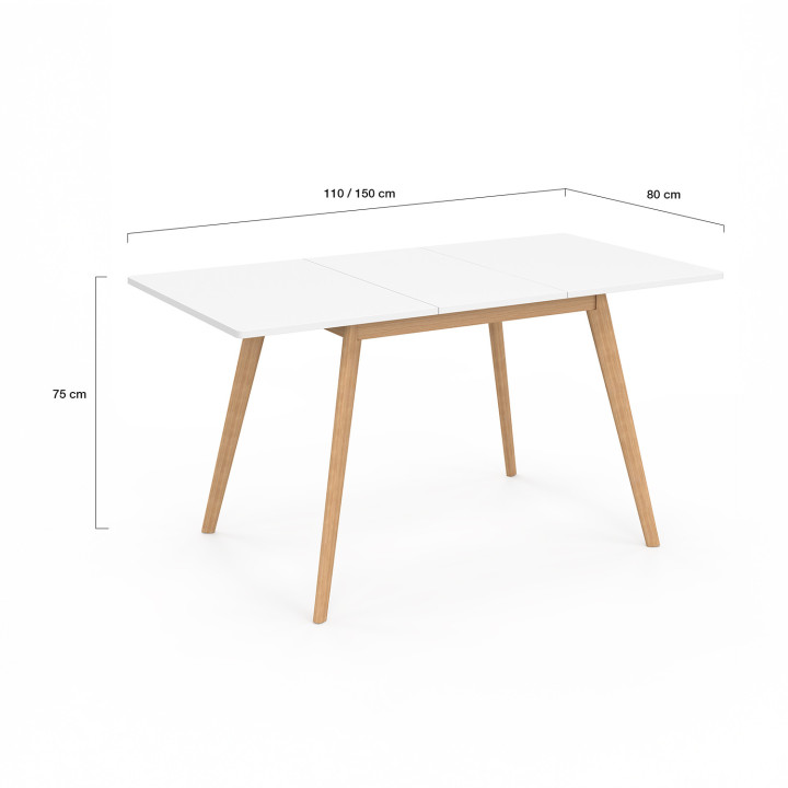 Tavolo scandinavo bianco allungabile per 4-8 persone | ID Market