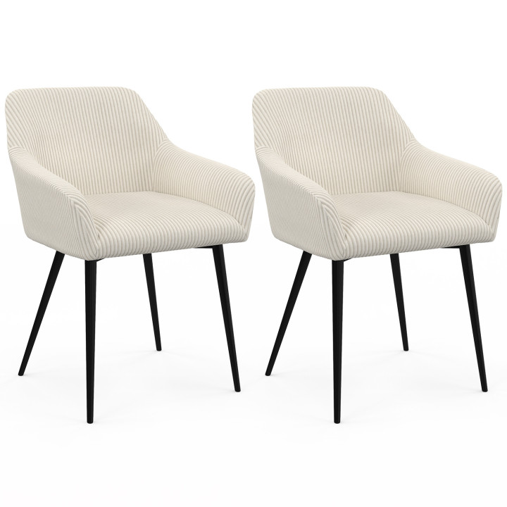 Set di 2 poltrone in velluto a coste beige - JANY | ID Market