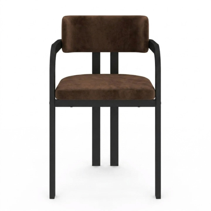 Set di 2 sedie da pranzo in metallo nero e velluto marrone - ESMA | IdMarket