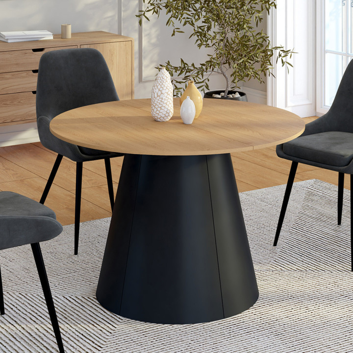 Tavolo da pranzo rotondo allungabile 4-8 persone effetto faggio 110-150 cm - ANGELE | IdMarket