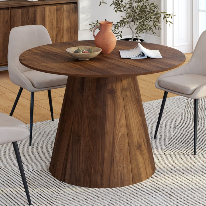 ANGELE tavolo da pranzo rotondo allungabile 4-8 persone noce 110-150 cm