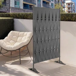 Schermo per esterni, fettuccia grigia, schermo decorativo, 80 x 150 cm, fettuccia e metallo, grigio antracite