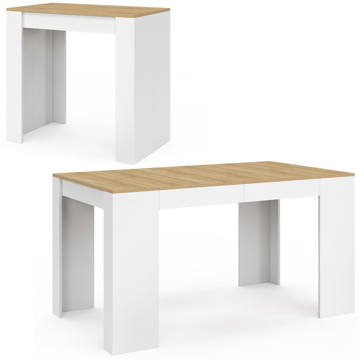 Consolle allungabile 140 cm 6 persone in legno bianco e faggio - ORLANDO | IdMarket