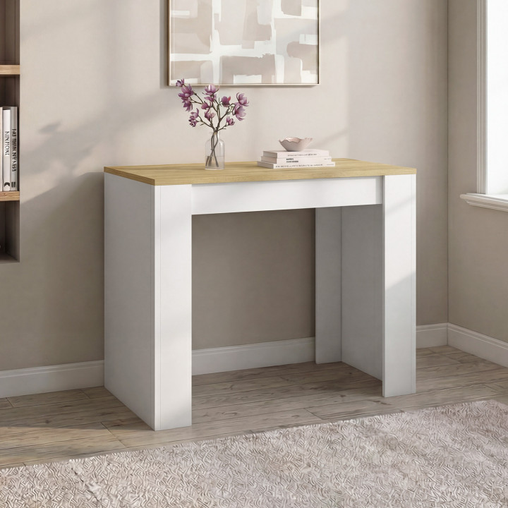 Consolle allungabile 140 cm 6 persone in legno bianco e faggio - ORLANDO | IdMarket