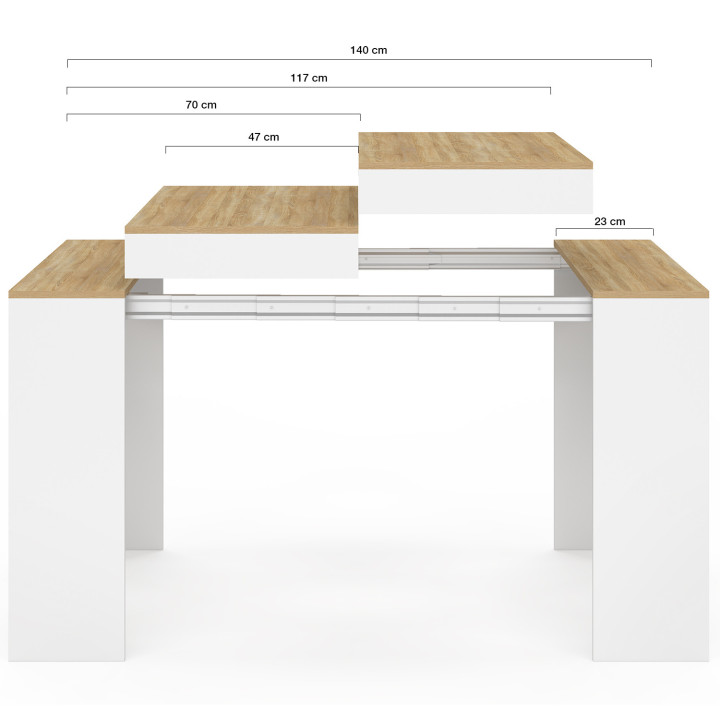 Consolle allungabile 140 cm 6 persone in legno bianco e faggio - ORLANDO | IdMarket