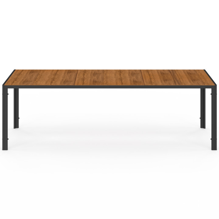 Set di mobili da giardino con 10 sedie impilabili tavolo 240 cm nero e legno - NOUMEA | ID Market