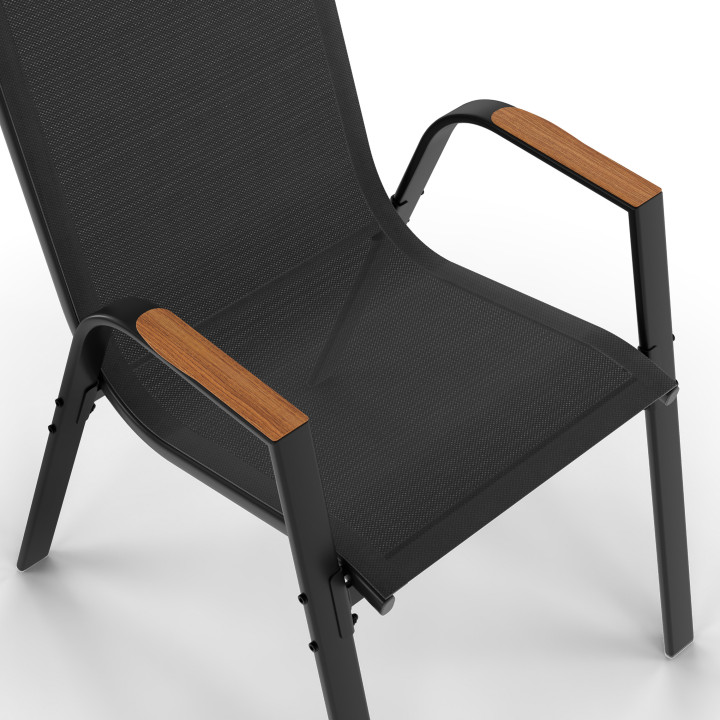 Set di mobili da giardino con 10 sedie impilabili tavolo 240 cm nero e legno - NOUMEA | ID Market