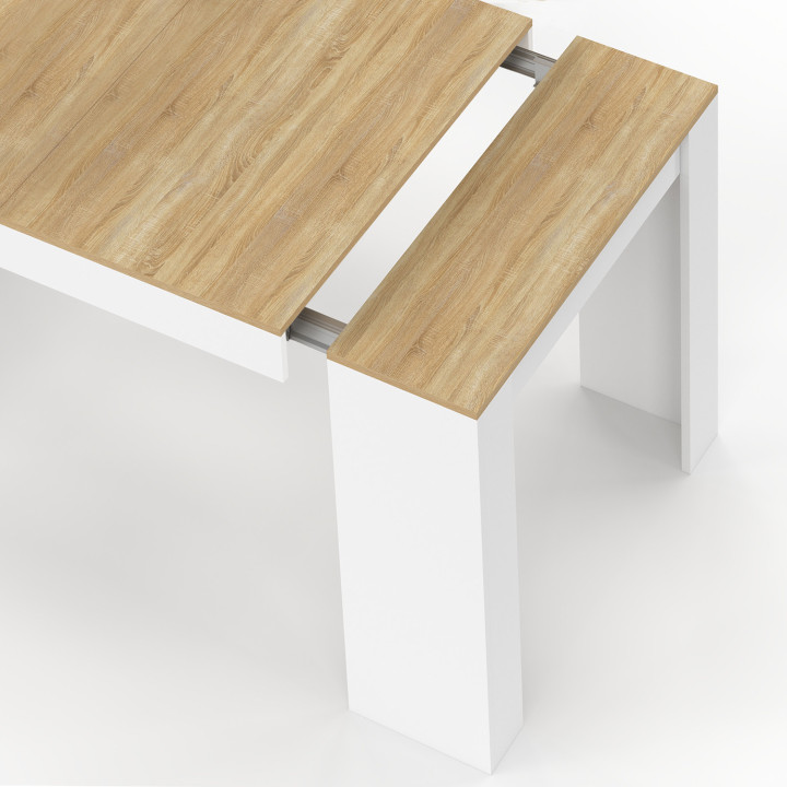 Consolle allungabile 140 cm 6 persone in legno bianco e faggio - ORLANDO | IdMarket